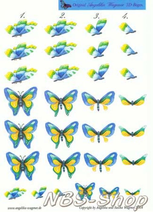 3D Bogen Schmetterlinge blau