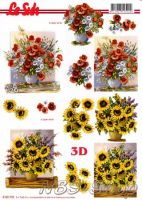 3D Bogen Mohnblumen und Sonnenblumen